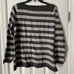 Gap grey striped boat neck sweater